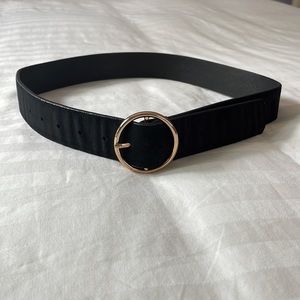 Black Velvet Belt With Gold Belt Buckle